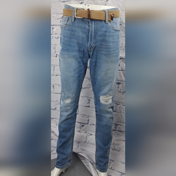 Guess Men's Slim Tapered Jeans Stretch Distressed Blue Faded Size 36x32 - Picture 3 of 11